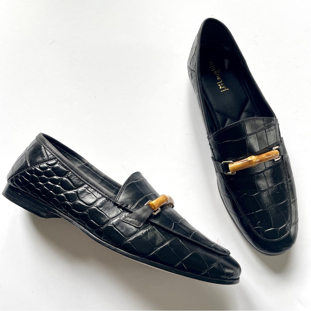 J. McLaughlin Black Dillon Crocodile Slip On Loafer